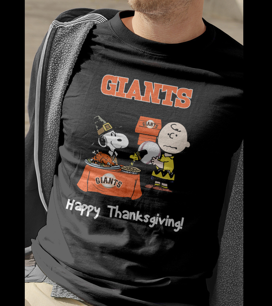 San Francisco Giants Snoopy Charlie Brown Happy Thanksgiving T-Shirt