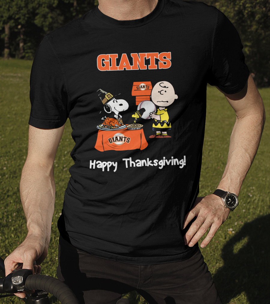 San Francisco Giants Snoopy Charlie Brown Happy Thanksgiving T-Shirt