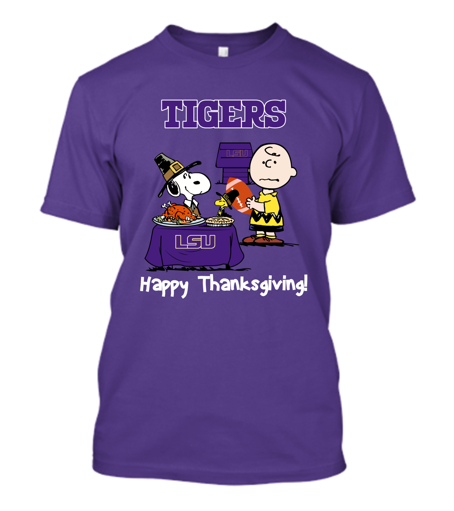 LSU Tigers Snoopy And Charlie Brown Thanksgiving Football T-Shirt