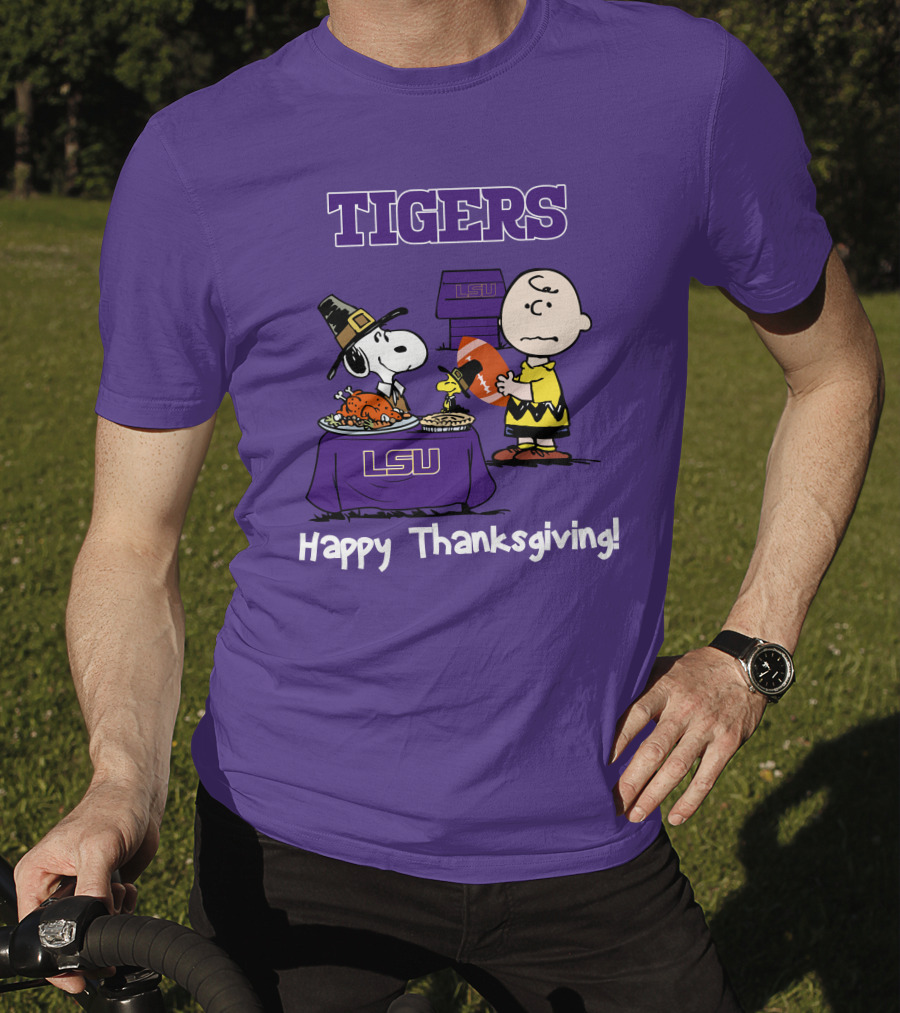 LSU Tigers Snoopy And Charlie Brown Thanksgiving Football T-Shirt
