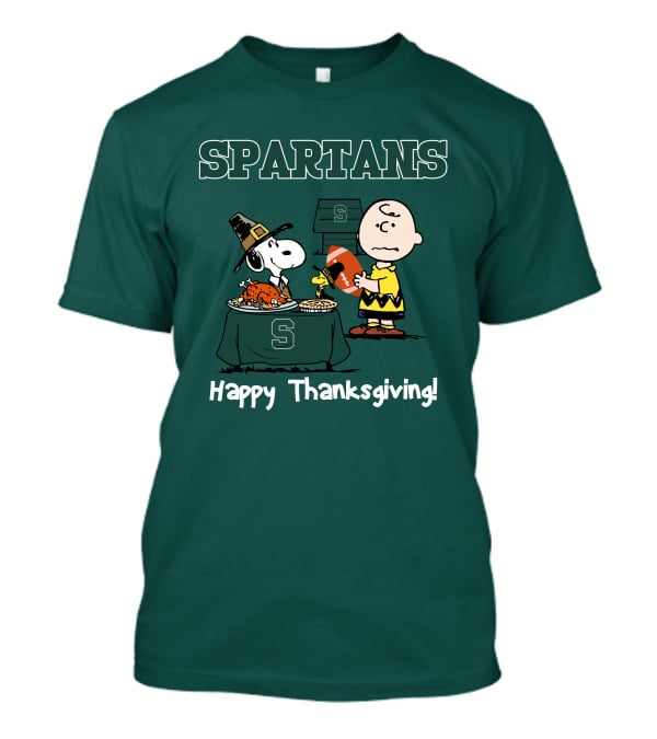 Spartans Snoopy Charlie Brown Thanksgiving Football T-Shirt