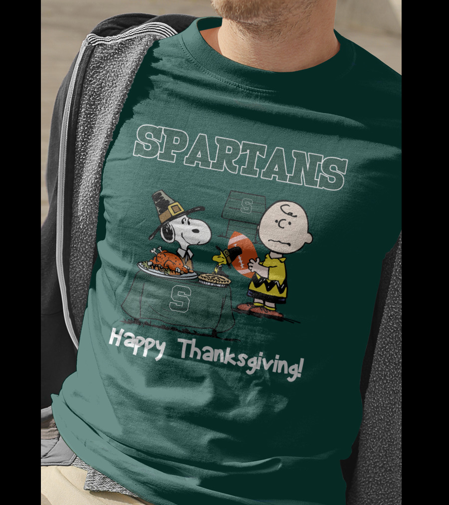 Spartans Snoopy Charlie Brown Thanksgiving Football T-Shirt