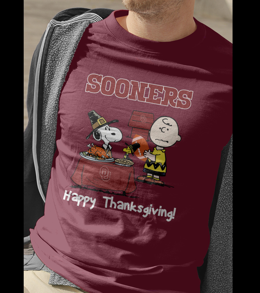 Sooners Happy Thanksgiving Snoopy And Charlie Brown T-Shirt