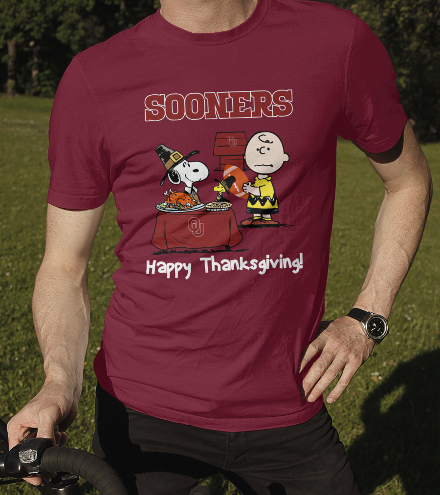 Sooners Happy Thanksgiving Snoopy And Charlie Brown T-Shirt