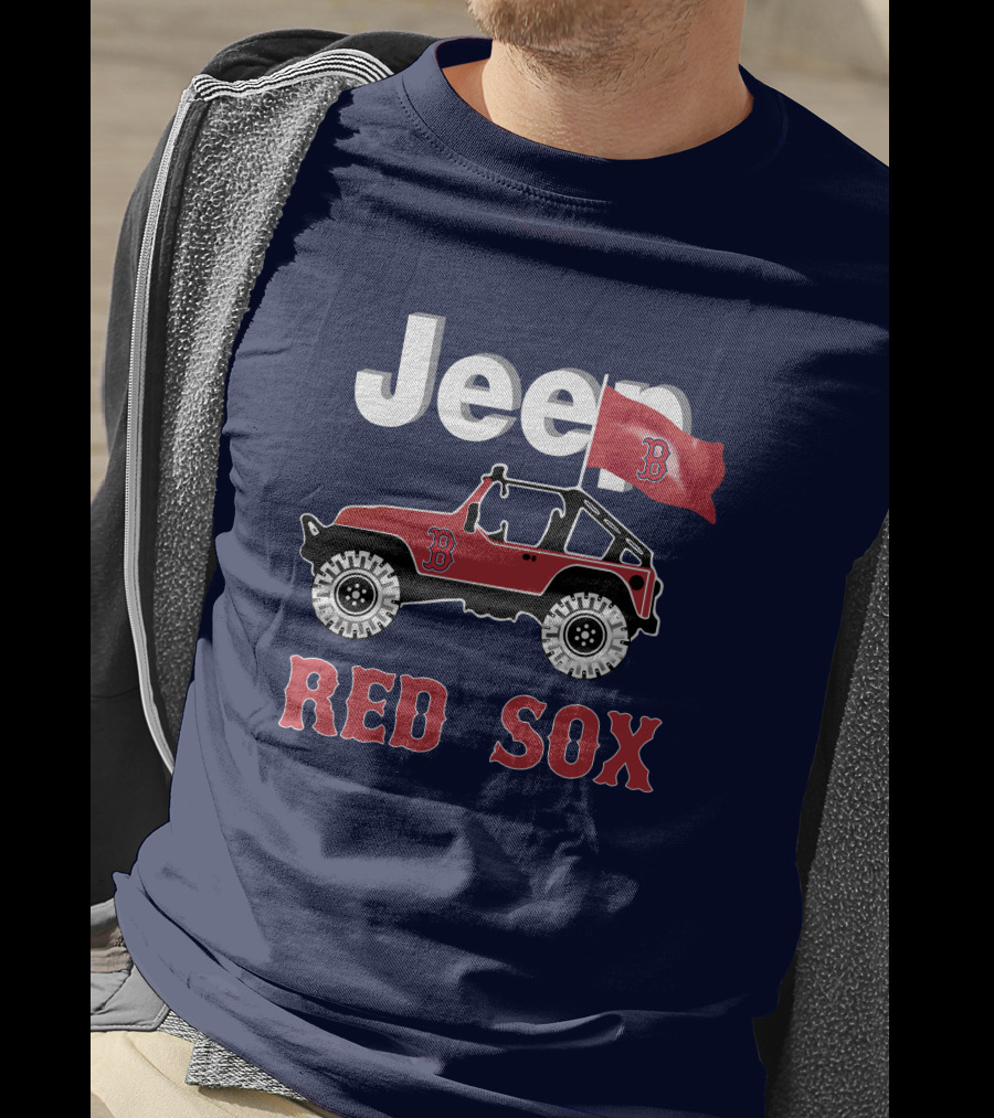 Jeep Red Sox Adventure With Boston Flag T-Shirt