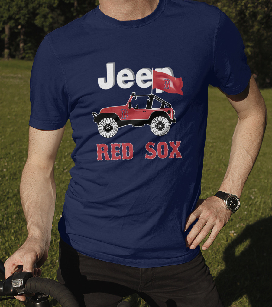 Jeep Red Sox Adventure With Boston Flag T-Shirt