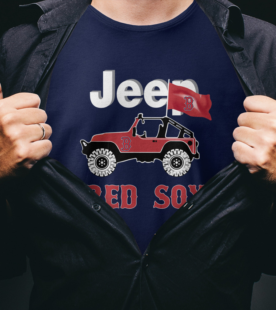 Jeep Red Sox Adventure With Boston Flag T-Shirt