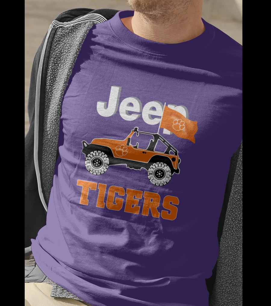 Jeep Clemson Tigers Paw Print Off-Road Enthusiast Flag T-Shirt