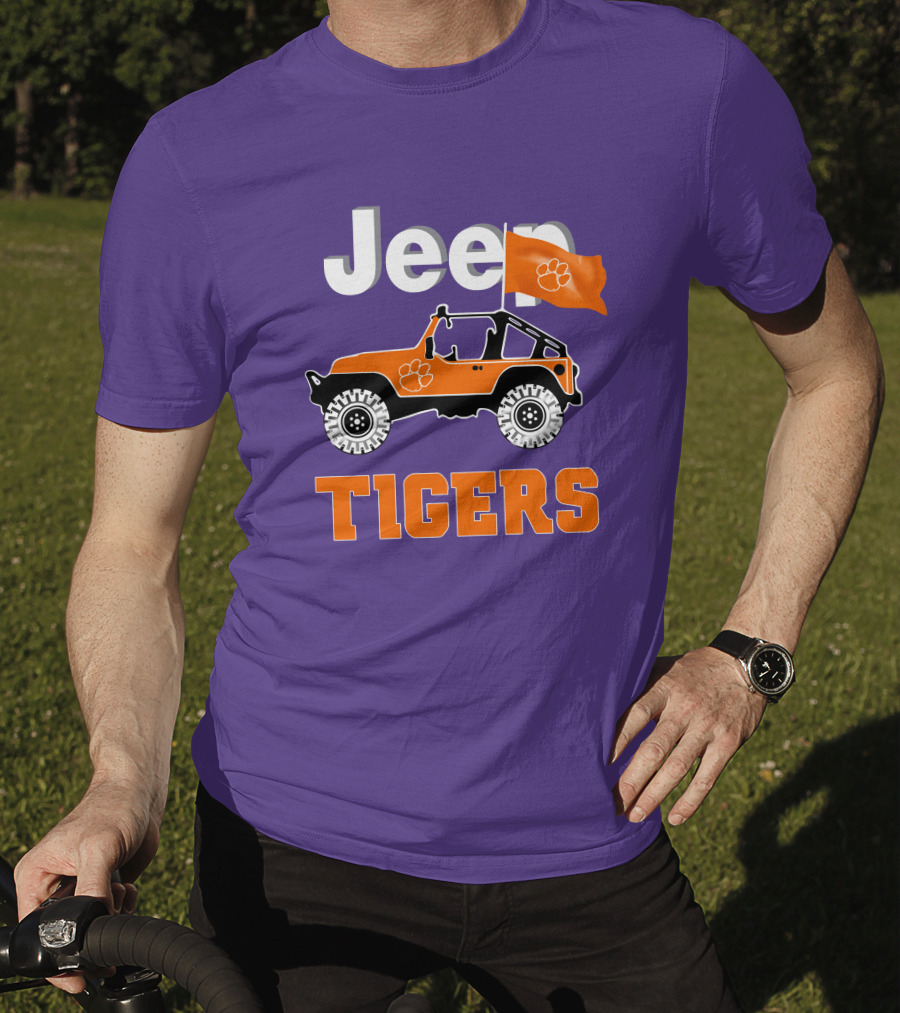 Jeep Clemson Tigers Paw Print Off-Road Enthusiast Flag T-Shirt