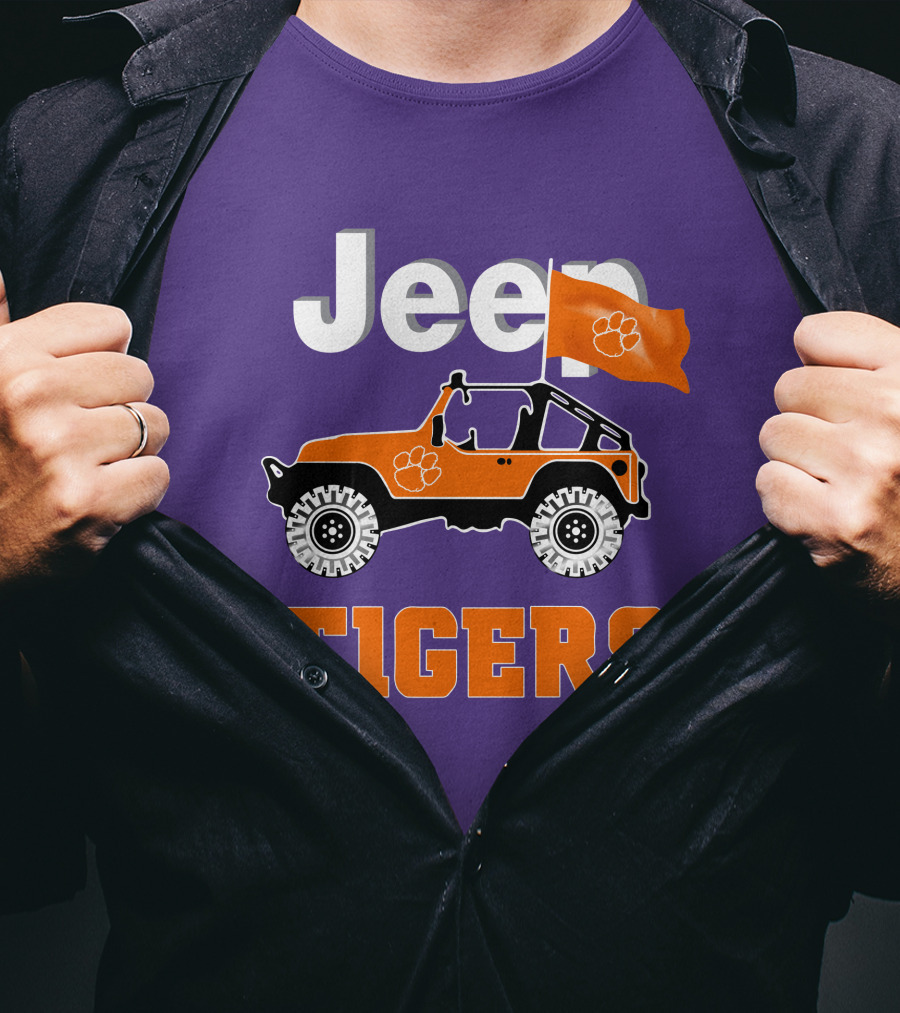 Jeep Clemson Tigers Paw Print Off-Road Enthusiast Flag T-Shirt