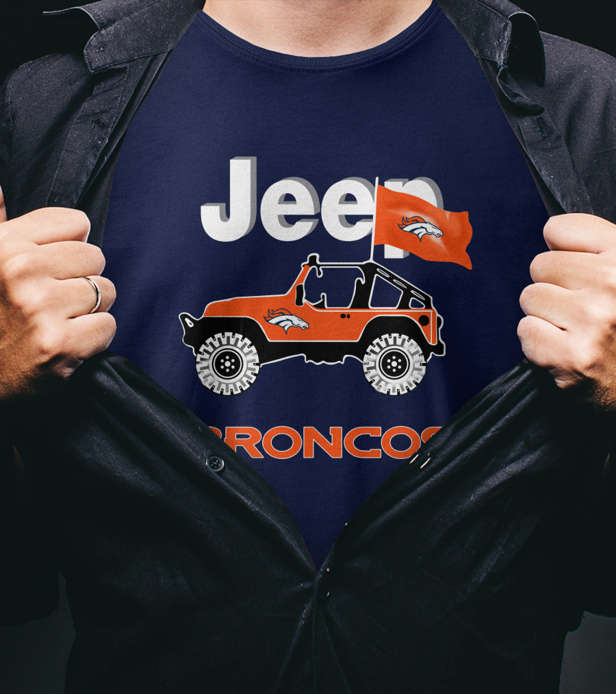 Jeep Broncos Denver Broncos Flag Logo Orange Offroad Fan Gear T-Shirt