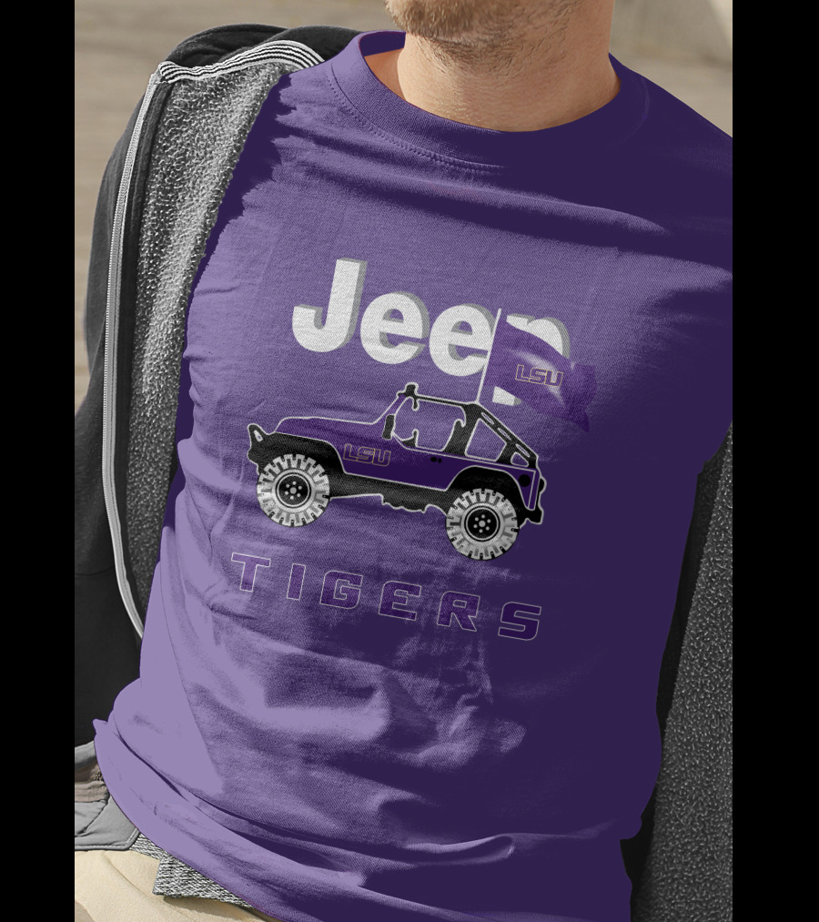 Jeep Lsu Tigers Purple Flag T-Shirt