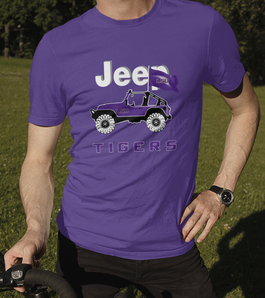 Jeep Lsu Tigers Purple Flag T-Shirt