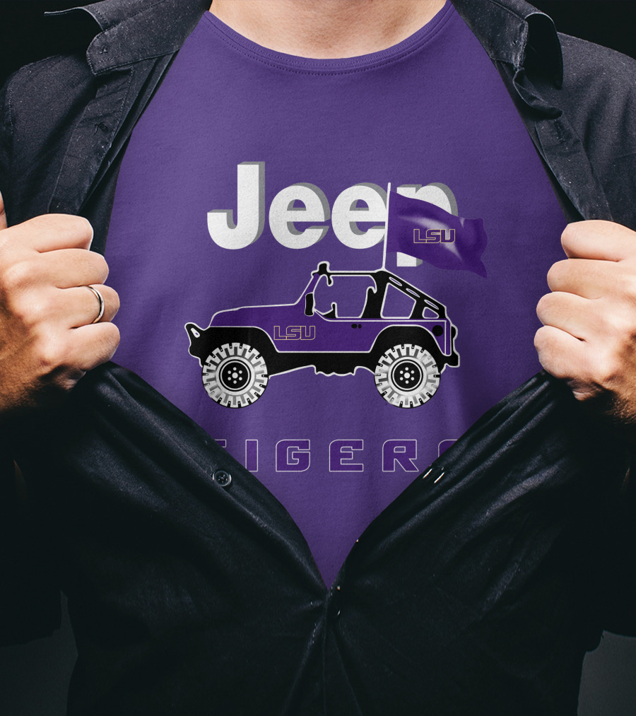 Jeep Lsu Tigers Purple Flag T-Shirt