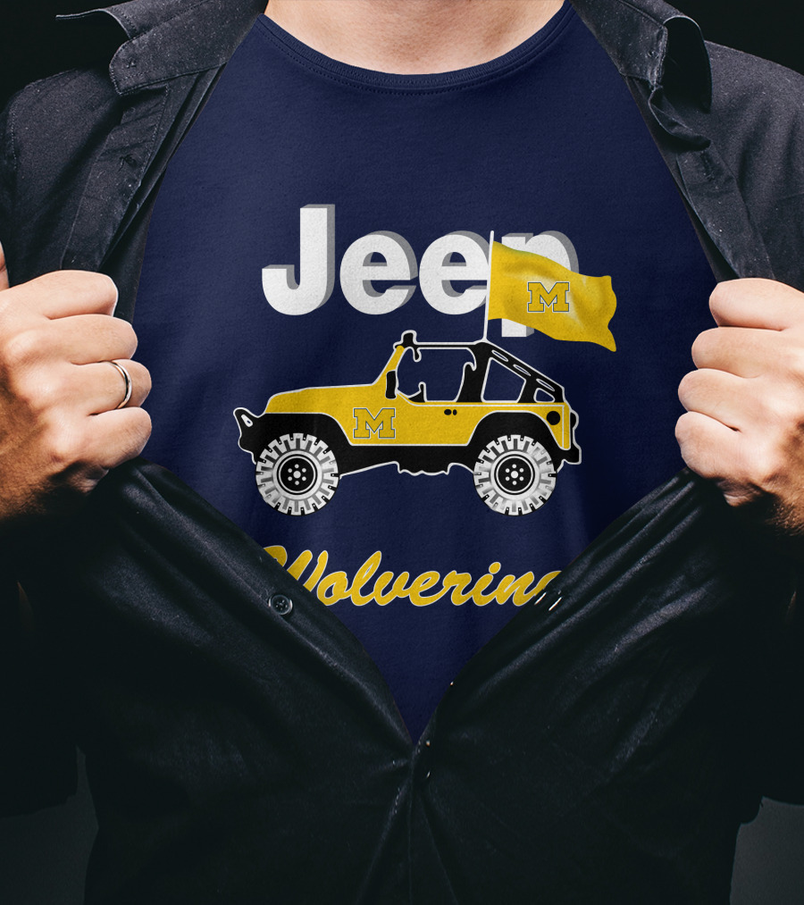 Jeep Michigan Wolverines M Flag Yellow T-Shirt