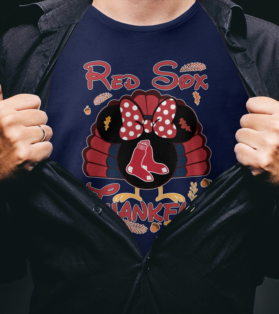 Red Sox Thankful Minnie Thanksgiving Turkey T-Shirt