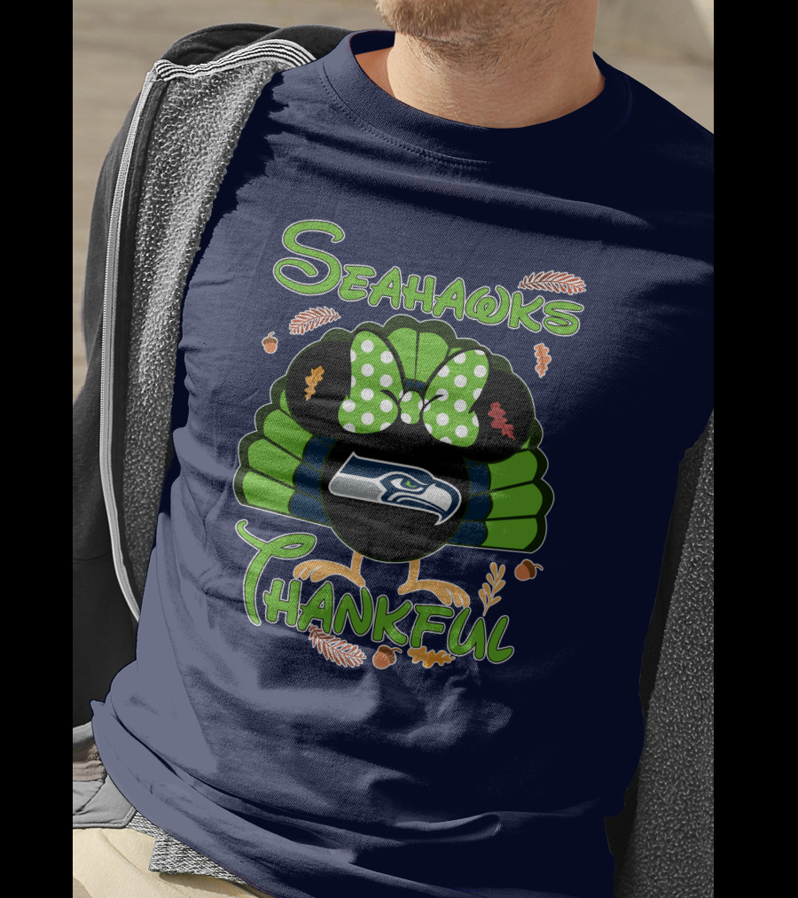 Seahawks Thankful Thanksgiving Minnie Icon Football T-Shirt