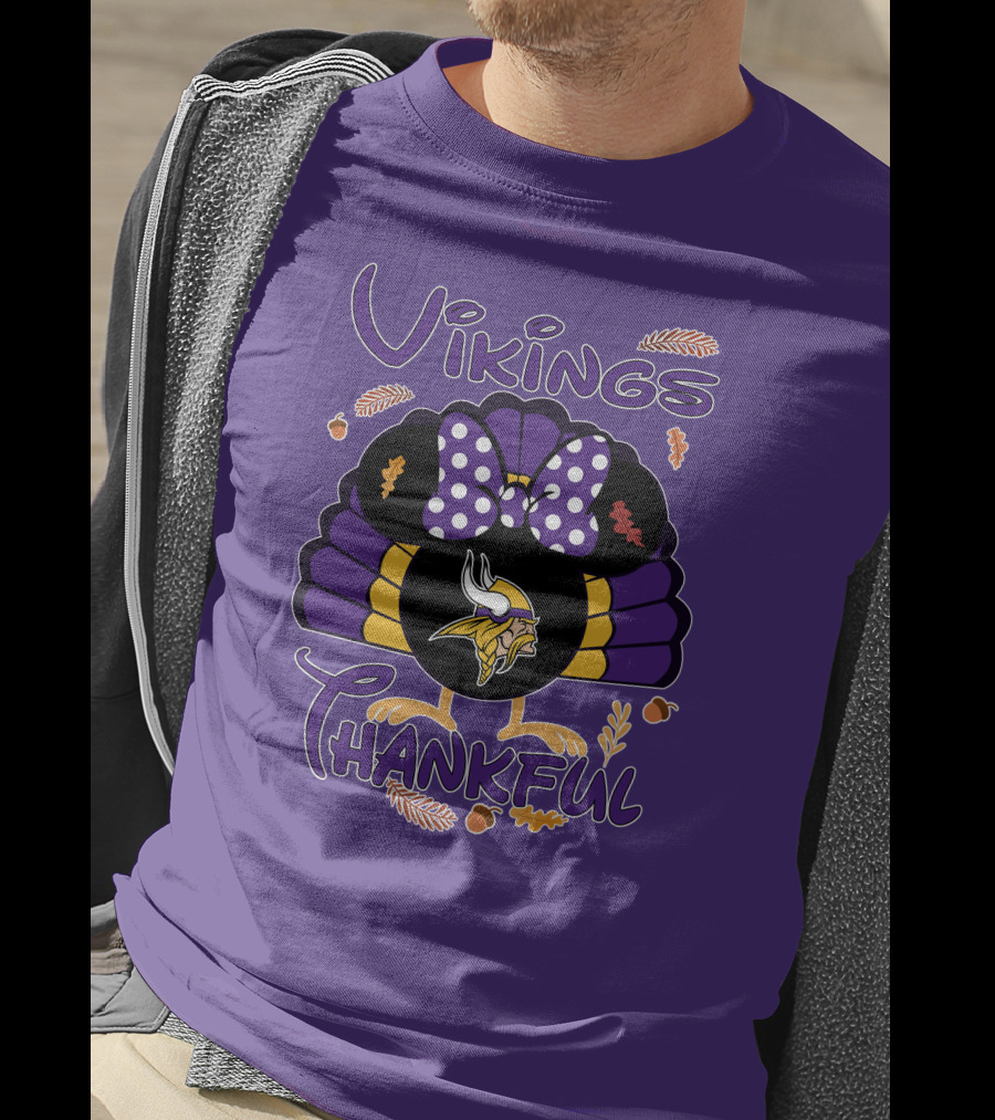 Vikings Thankful Turkey Minnie Thanksgiving T-Shirt