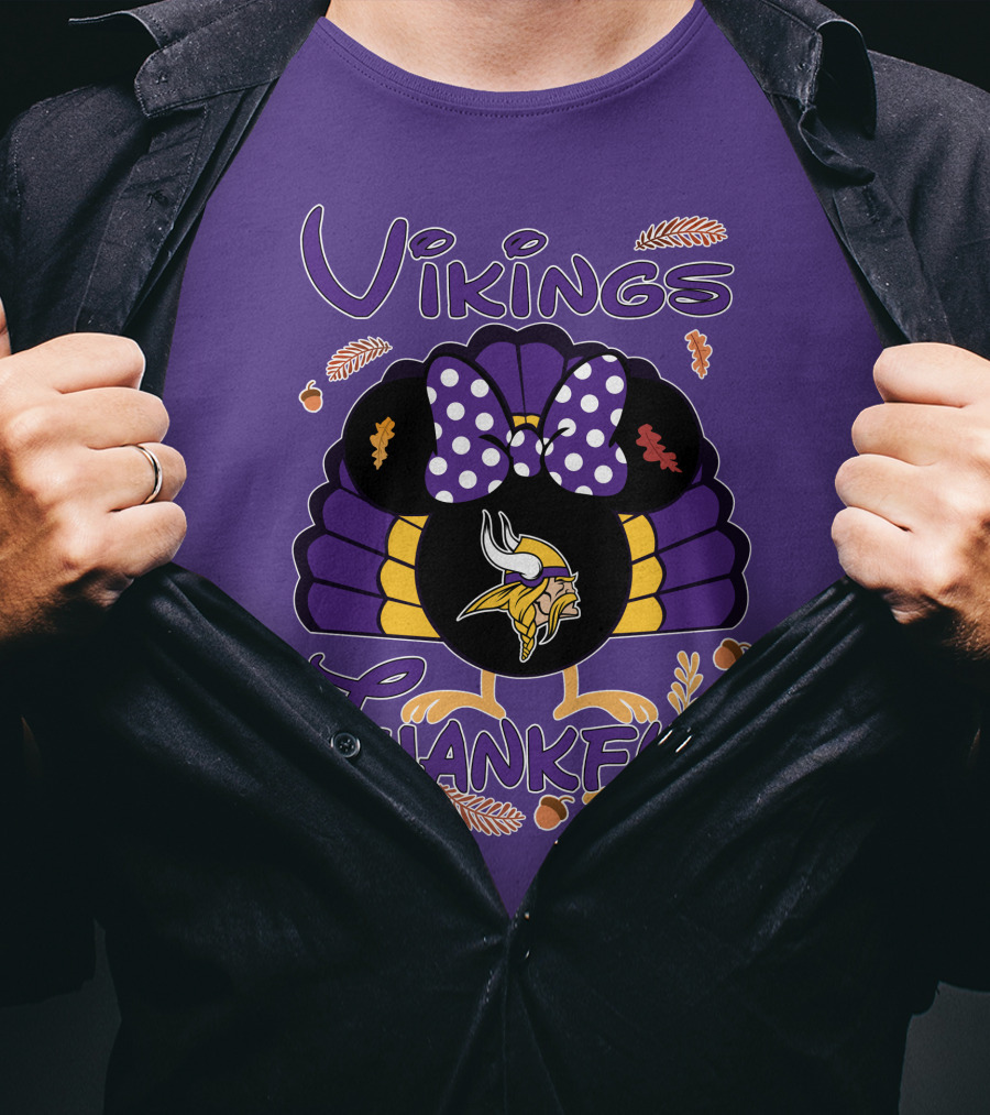 Vikings Thankful Turkey Minnie Thanksgiving T-Shirt