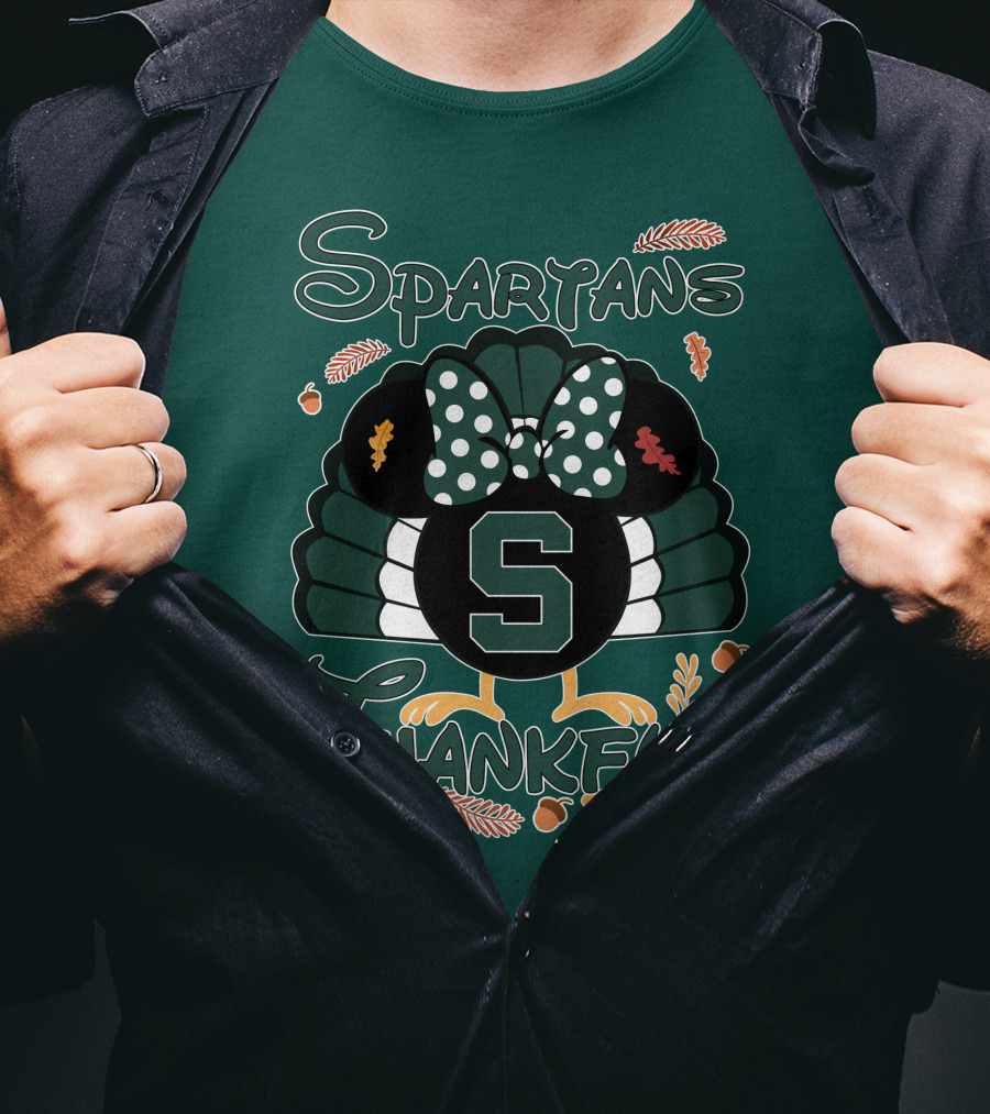 Spartans Thankful Thanksgiving Minnie Michigan State T-Shirt