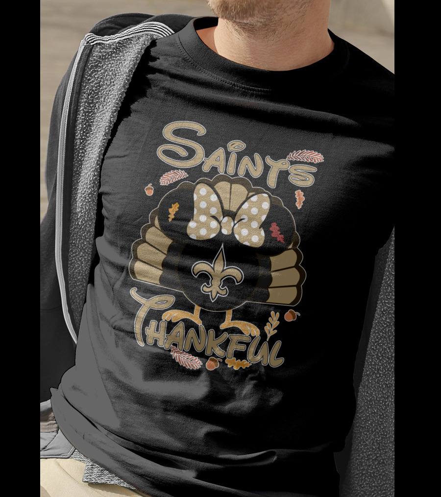 Saints Thankful Minnie New Orleans Thanksgiving T-Shirt