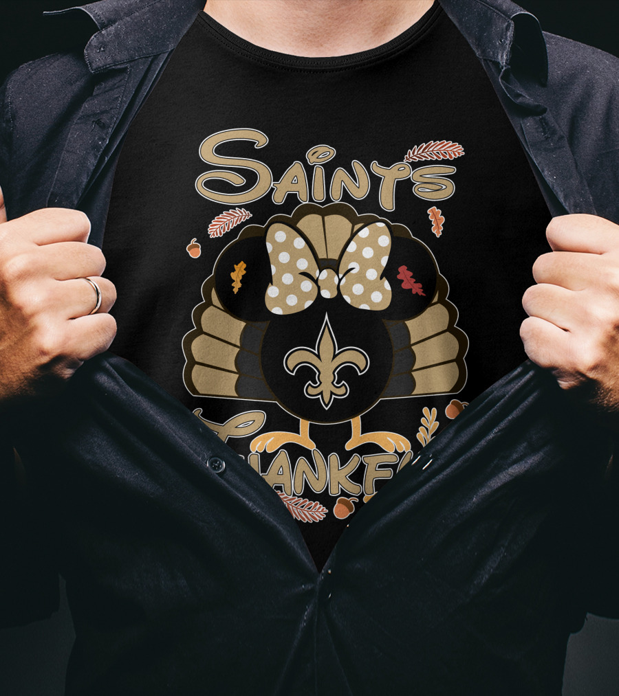 Saints Thankful Minnie New Orleans Thanksgiving T-Shirt