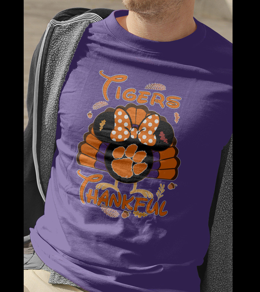 Tigers Thankful Clemson Minnie Thanksgiving T-Shirt