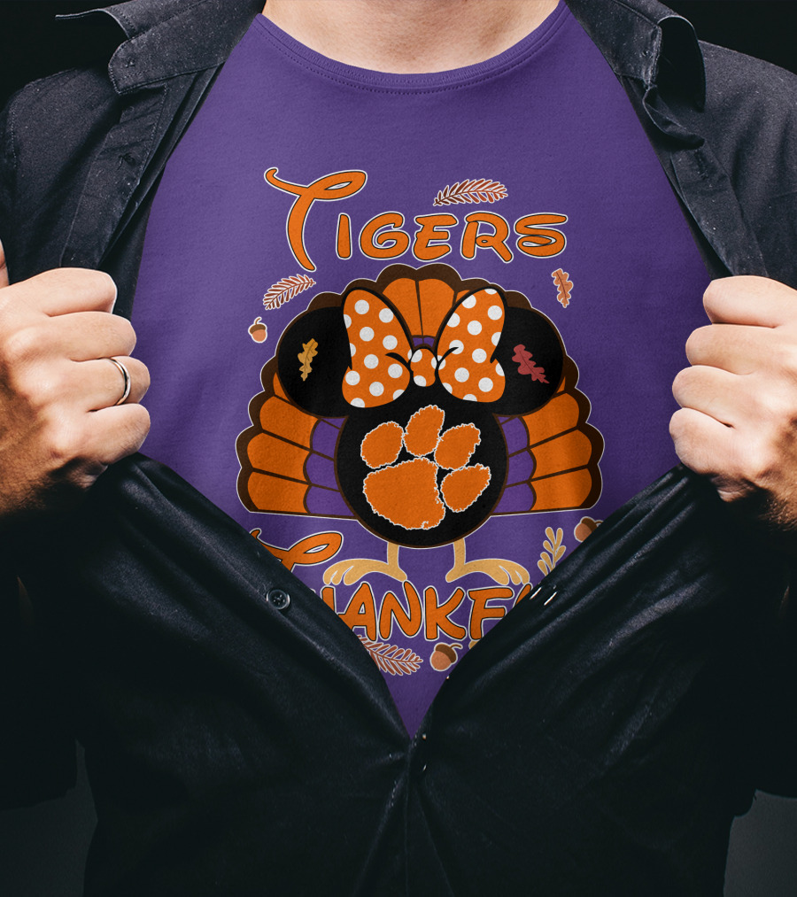Tigers Thankful Clemson Minnie Thanksgiving T-Shirt