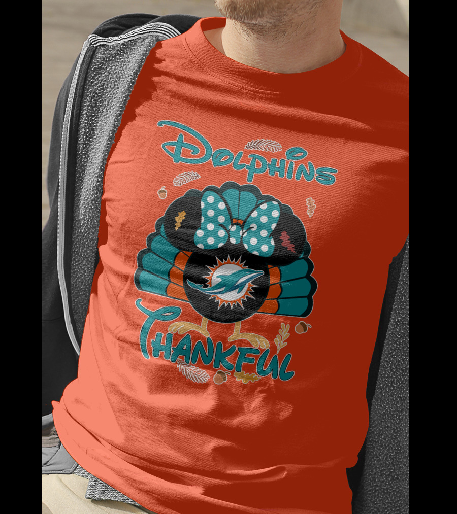 Miami Dolphins Thankful Minnie Thanksgiving T-Shirt