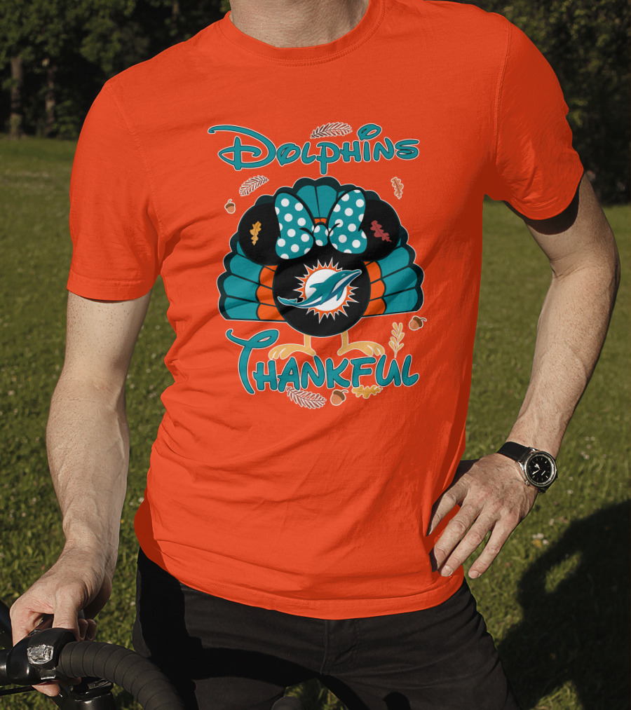 Miami Dolphins Thankful Minnie Thanksgiving T-Shirt