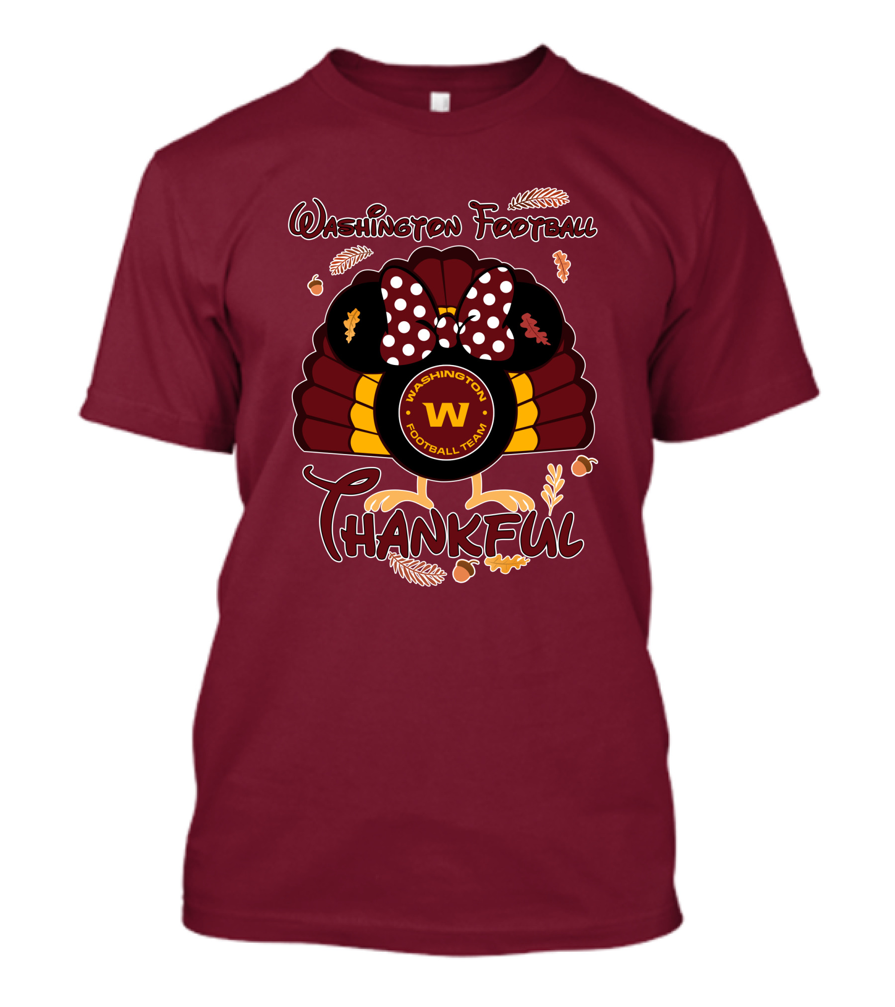 Washington Football Team Minnie Thankful Thanksgiving T-Shirt