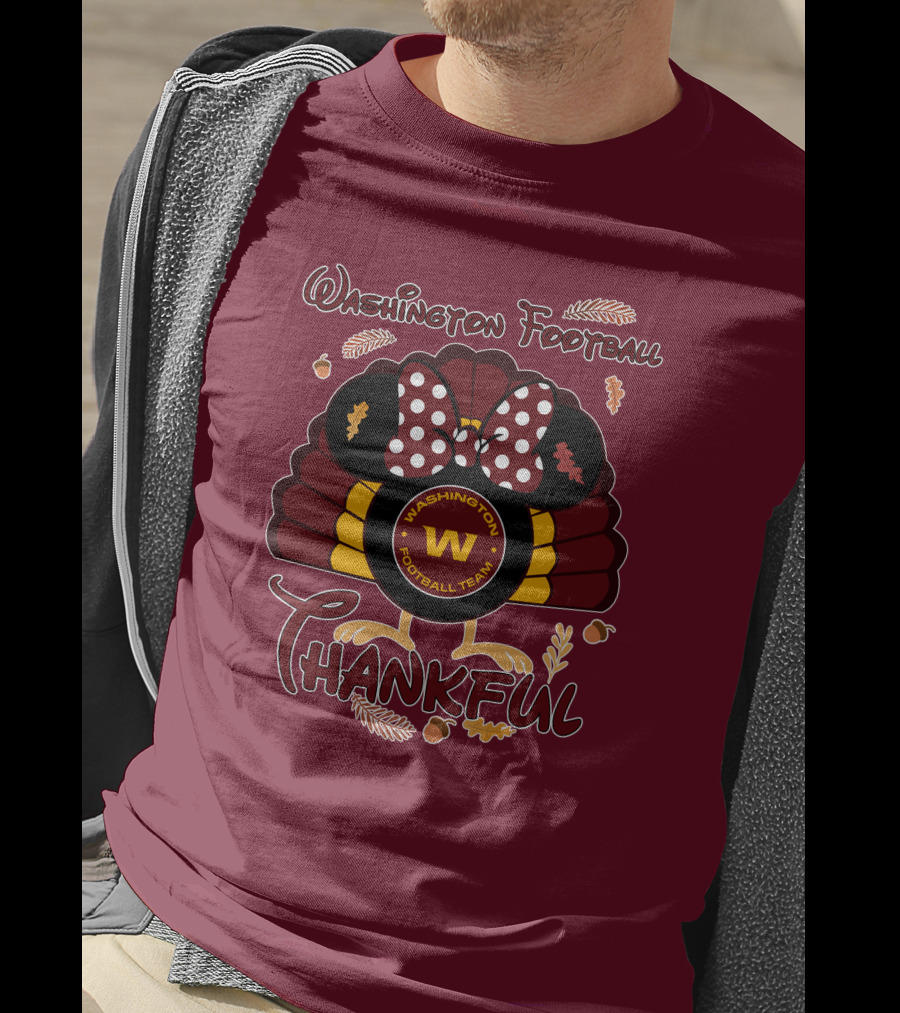 Washington Football Team Minnie Thankful Thanksgiving T-Shirt