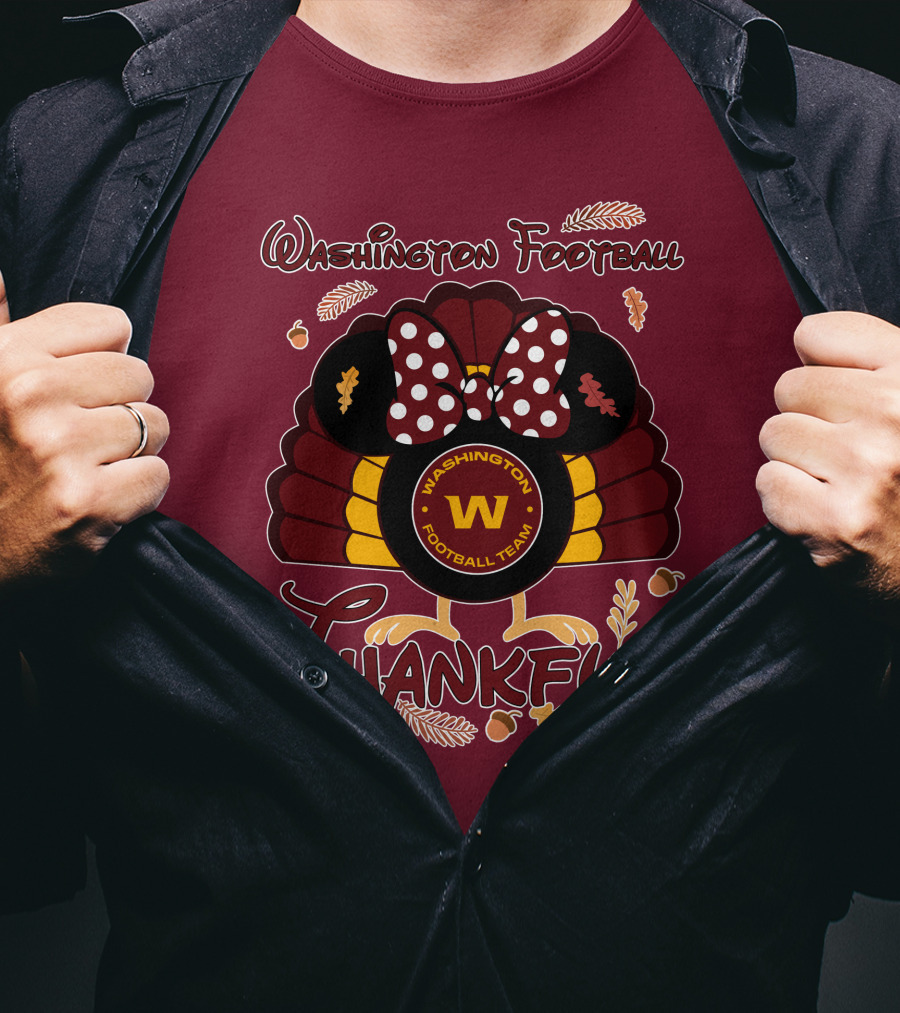 Washington Football Team Minnie Thankful Thanksgiving T-Shirt