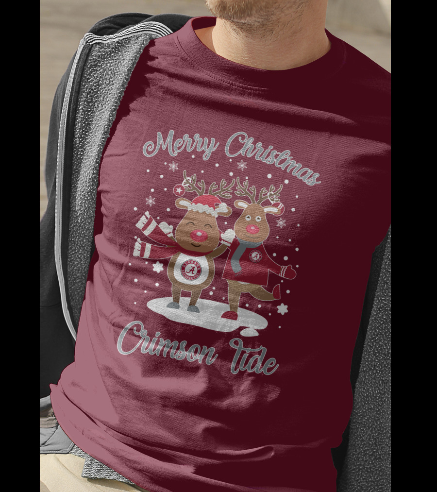 Crimson Tide Merry Christmas Reindeer T-Shirt