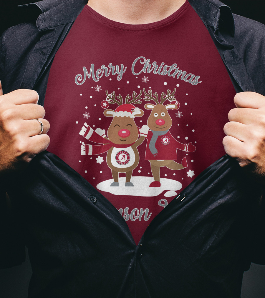 Crimson Tide Merry Christmas Reindeer T-Shirt