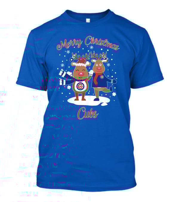 Merry Christmas Cubs Chicago Reindeer Funny Christmas T-Shirt