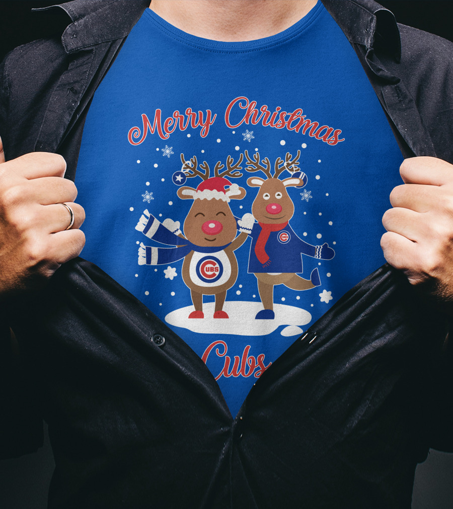 Merry Christmas Cubs Chicago Reindeer Funny Christmas T-Shirt