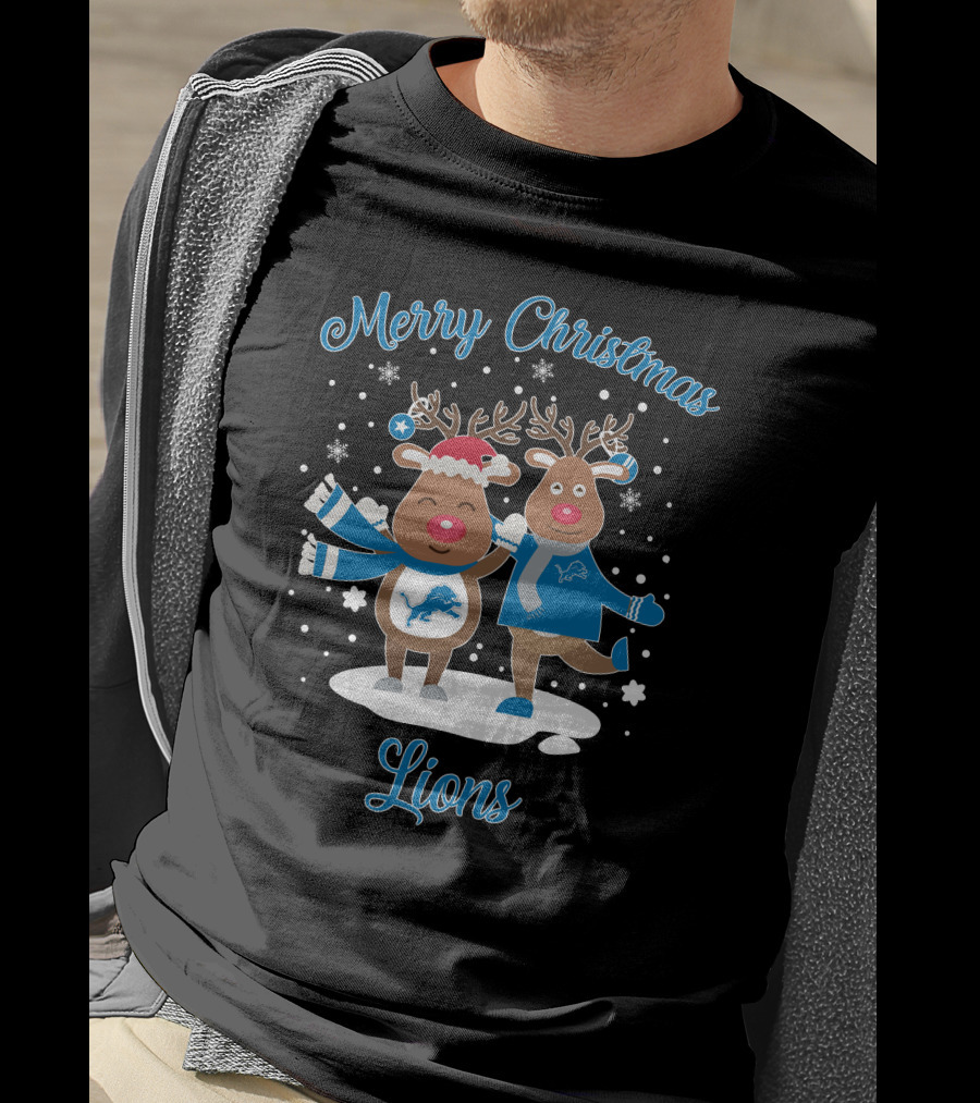 Merry Christmas Detroit Lions Reindeer T-Shirt