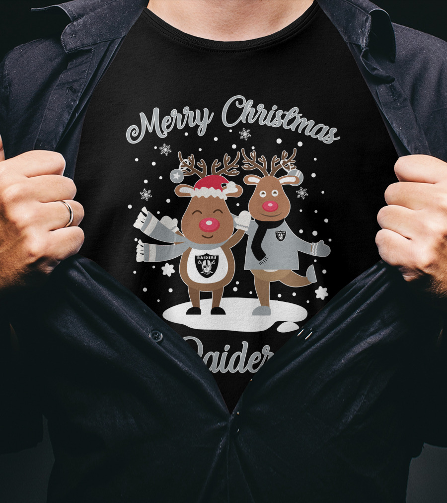 Merry Christmas Raiders Reindeer Holiday Fun T-Shirt