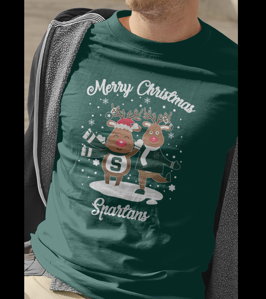 Merry Christmas Michigan State Spartans Reindeer T-Shirt