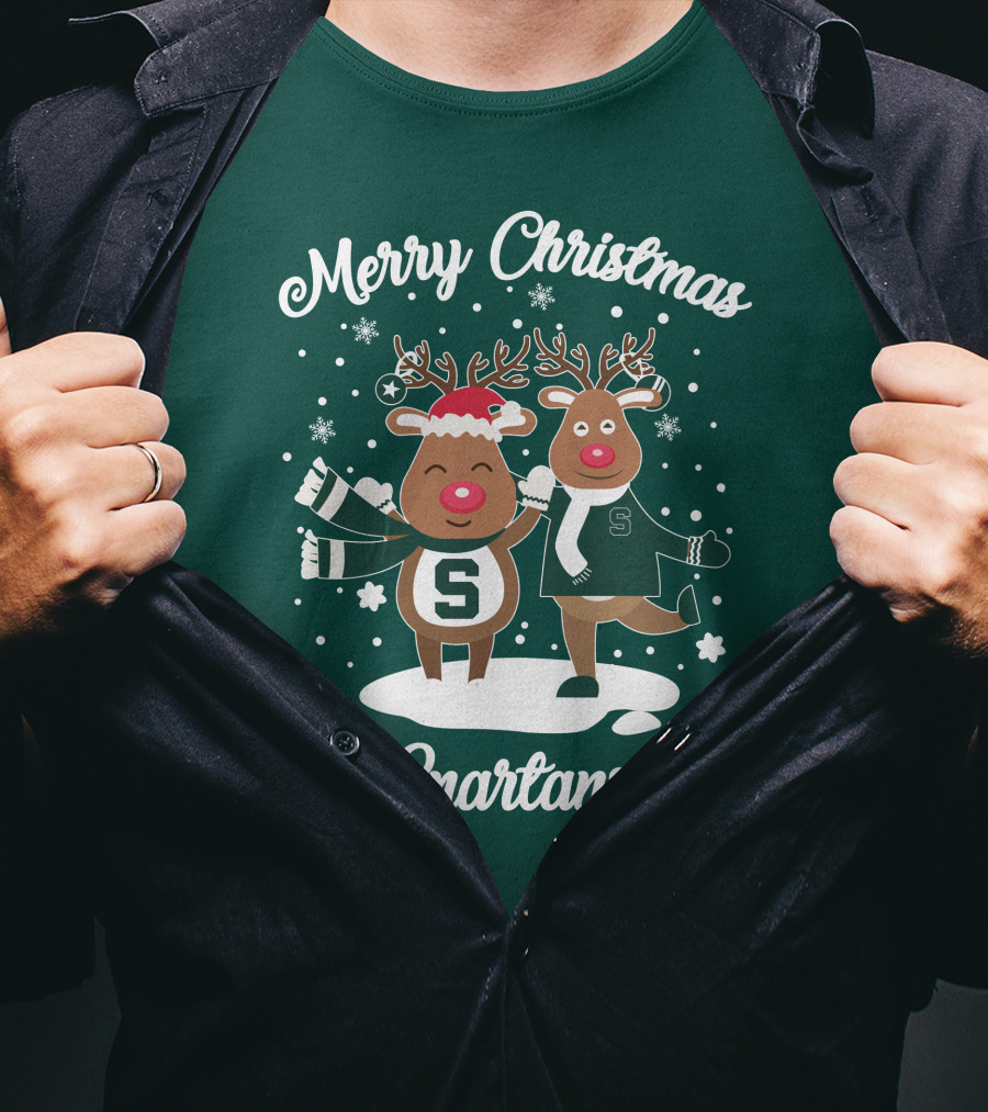 Merry Christmas Michigan State Spartans Reindeer T-Shirt