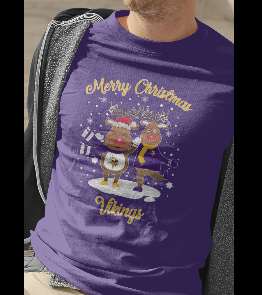 Merry Christmas Minnesota Vikings Reindeer Duo T-Shirt