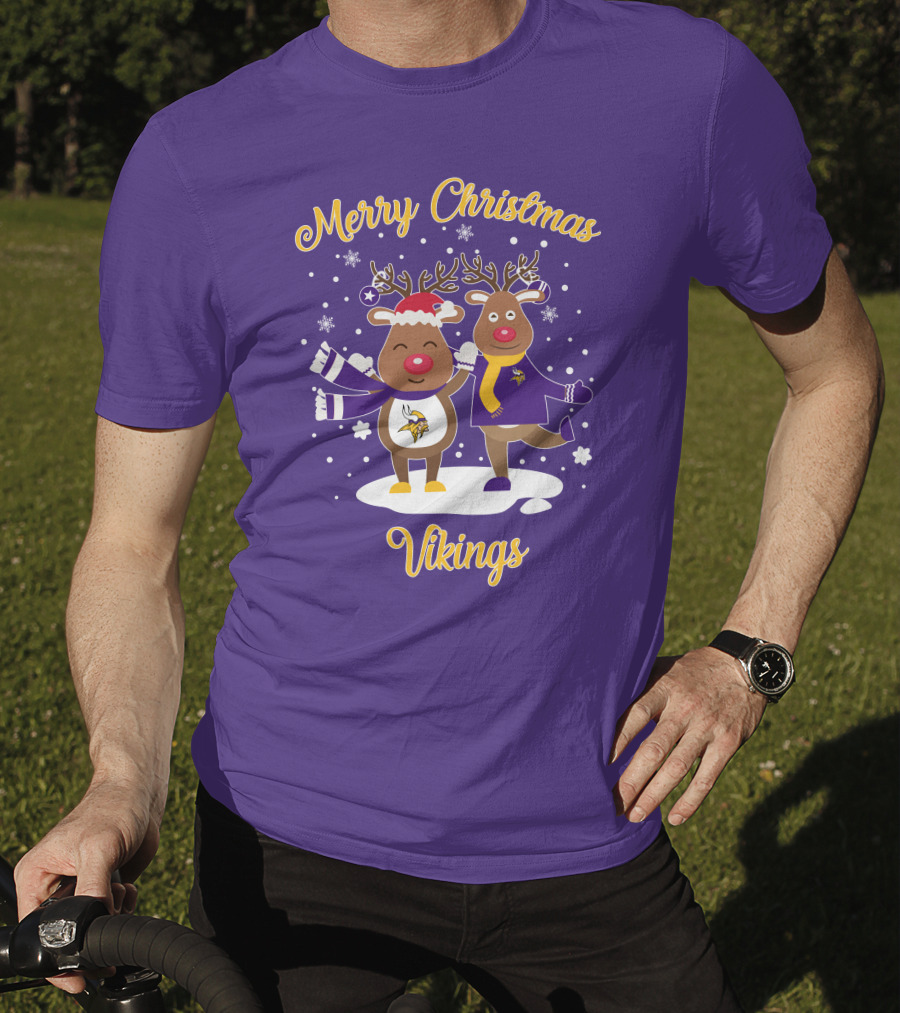 Merry Christmas Minnesota Vikings Reindeer Duo T-Shirt