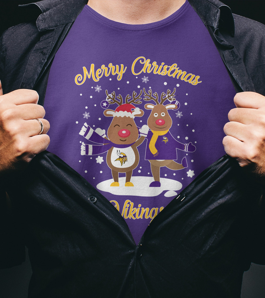 Merry Christmas Minnesota Vikings Reindeer Duo T-Shirt