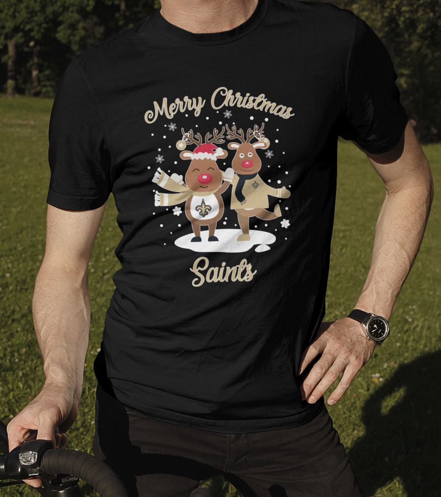 Merry Christmas New Orleans Saints Reindeer T-Shirt