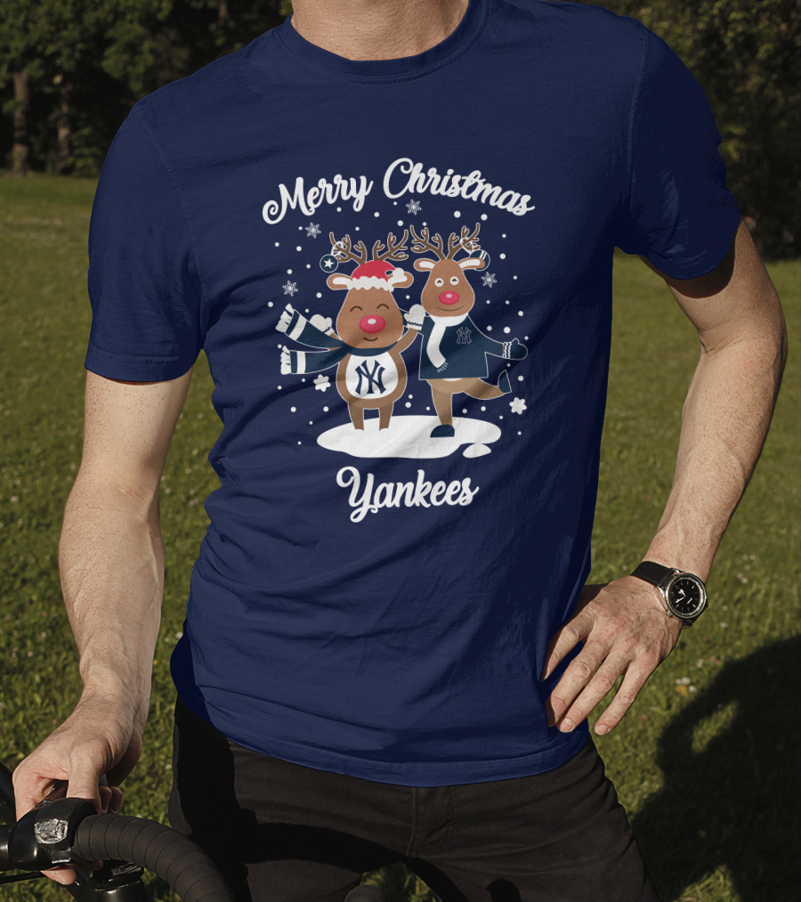 Merry Christmas Yankees Reindeer Holiday T-Shirt
