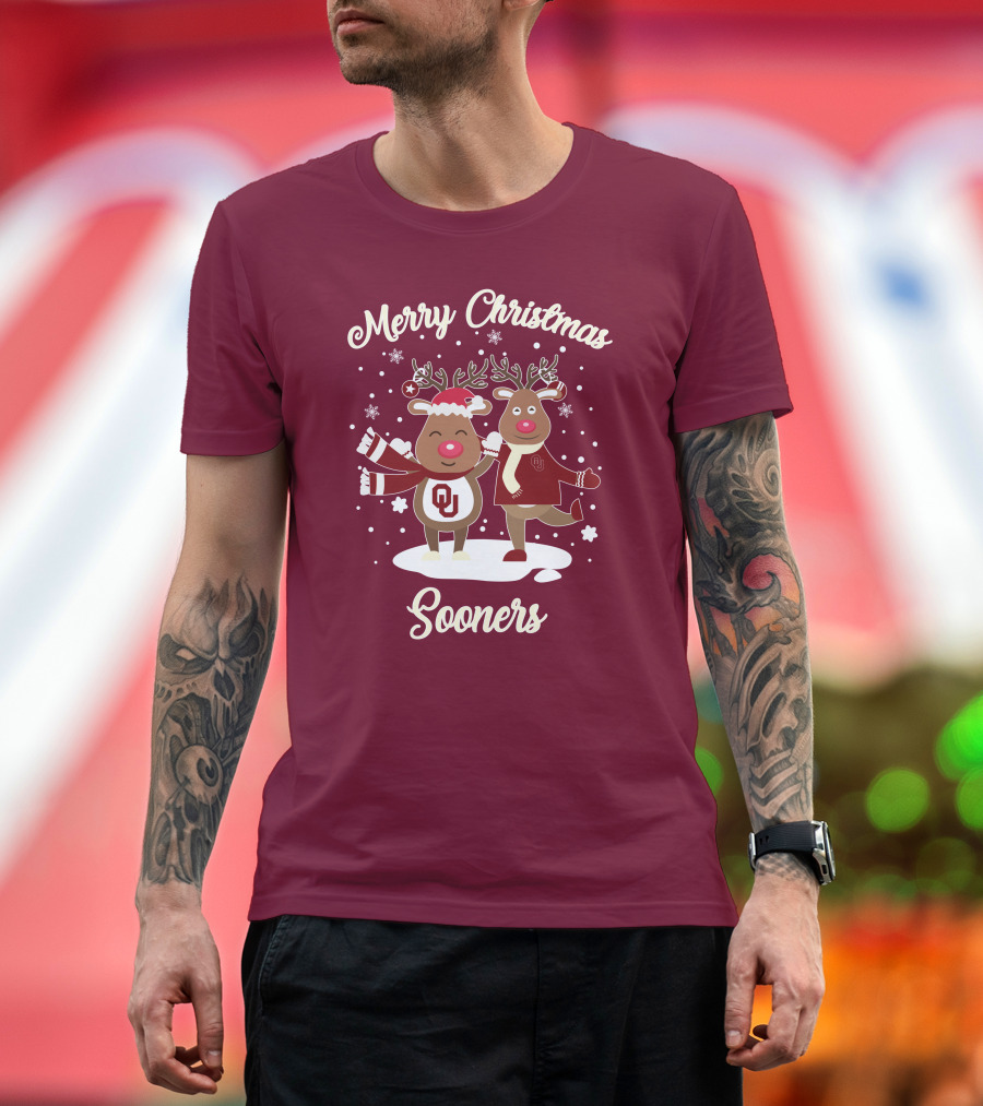 Merry Christmas Sooners Oklahoma Reindeer T-Shirt