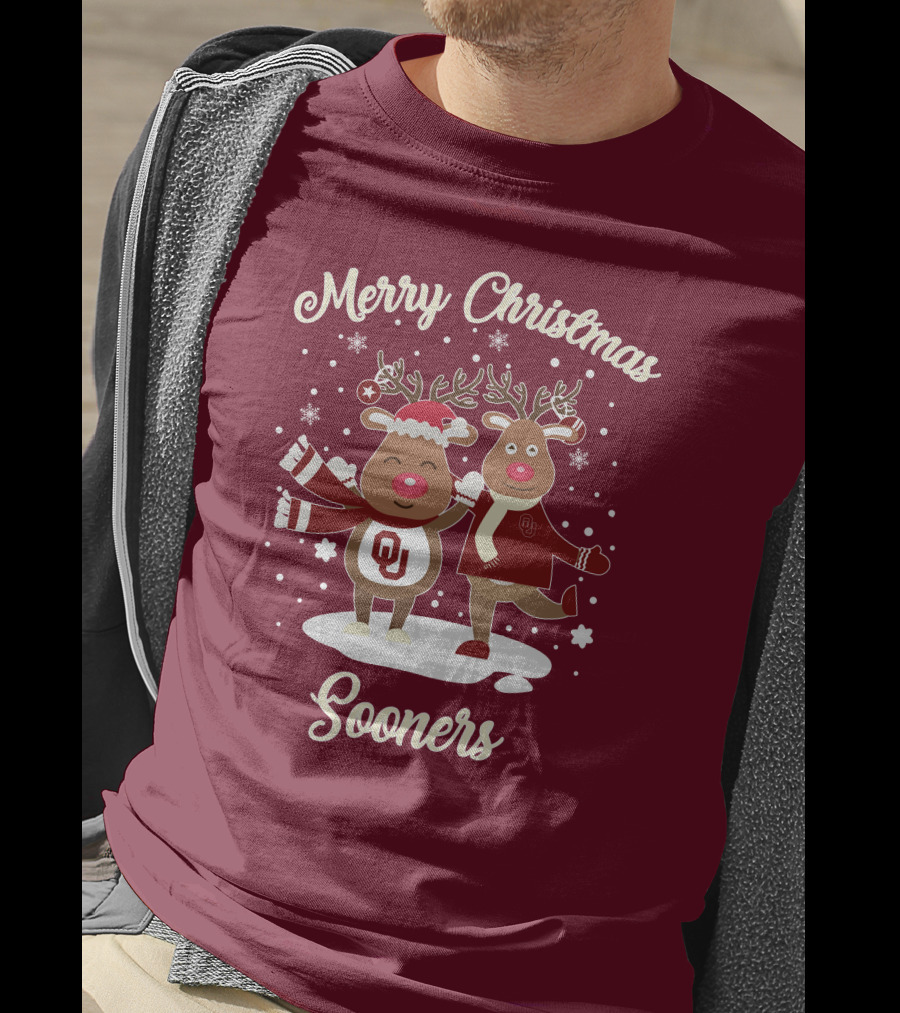 Merry Christmas Sooners Oklahoma Reindeer T-Shirt