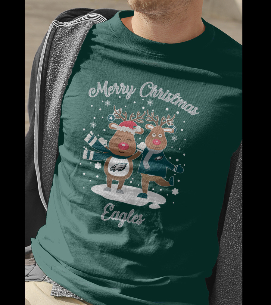 Merry Christmas Eagles Reindeer With Philadelphia Eagles T-Shirt