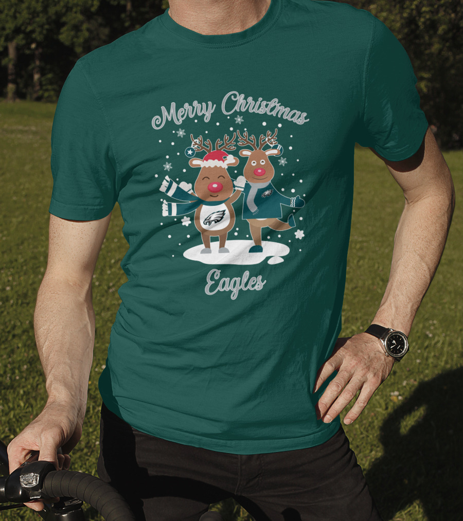 Merry Christmas Eagles Reindeer With Philadelphia Eagles T-Shirt